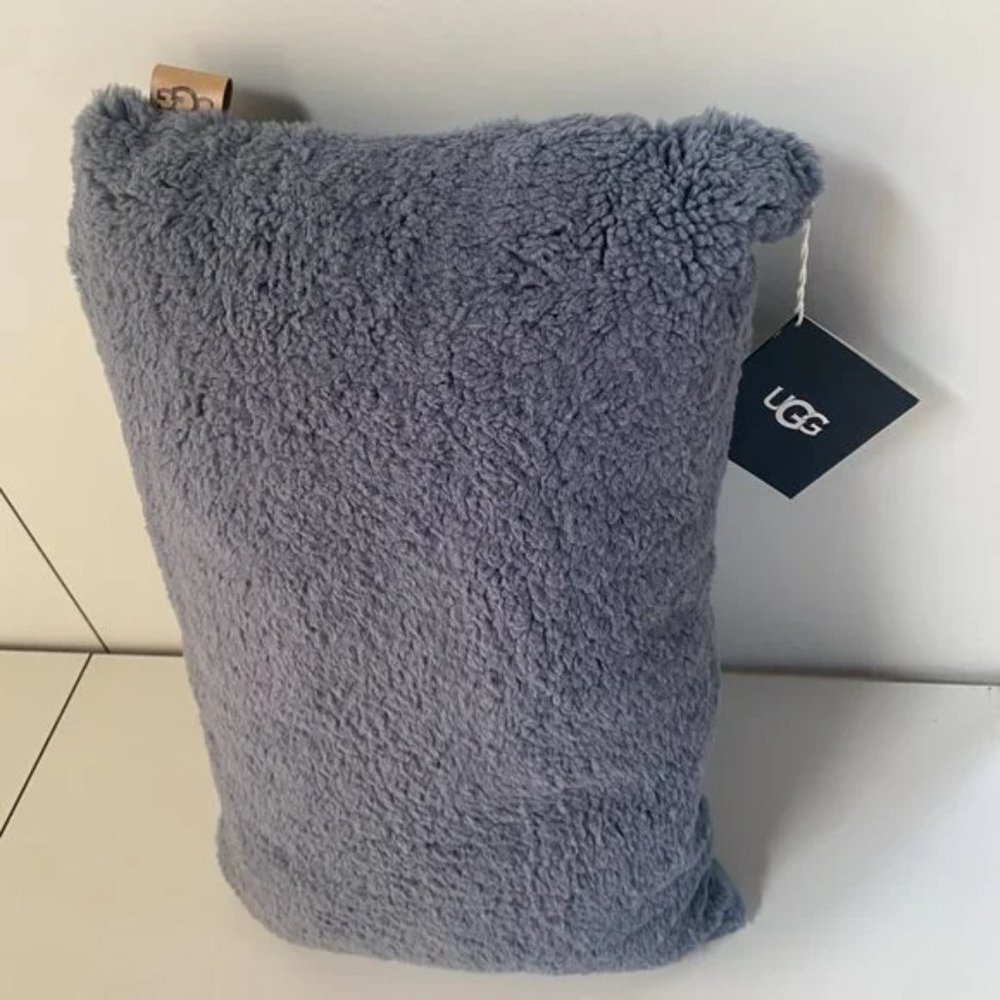 UGG Teddie Tahoe Blue Faux Sherpa & Plush Microfleece Accent Throw Pillow